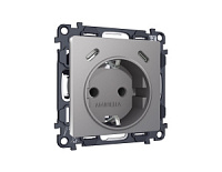 Комплект механизма электрической розетки 2USB С+C 20W с/з на винтовых зажимах, сталь, MA510510 Ambrella Volt