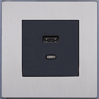 Дизайнерская розетка USB Type-C, никель, SJAN55CC12 Salvador, серия 24 Harmonie