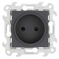 Дизайнерская розетка без заземления, со шторками, графит, 2450441-038 Simon, серия 24 Harmonie