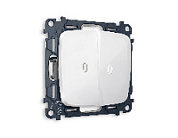 Комплект механизма 2-кл выключателя с подсветкой 5600K нейтральный белый свет, белый глянец, MO104015 Ambrella Volt, двухклавишный