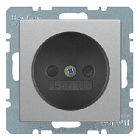 Дизайнерская розетка без заземления, со шторками, алюминиевый, бархатный лак, 6167336084 Berker, серии Q.1/Q.3/Q.7