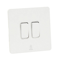 Дизайнерский выключатель Vega Белый лед, BVW2KB Bonze двухклавишный проходной