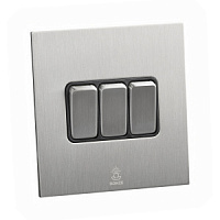 Дизайнерский выключатель Aura Никель браш, BAN3KB Bonze трехклавишный проходной