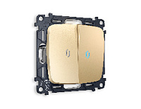 Комплект механизма 2-кл проходного выключателя с подсветкой 10000K голубой свет, шампань, MO604040 Ambrella Volt, двухклавишный