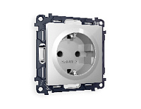 Комплект механизма электрической розетки с/з c шторками, серебро глянец, MA407010 Ambrella Volt