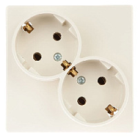 Дизайнерская розетка с заземлением, двойная, слоновая кость, 2450459-031 Simon, серия 24 Harmonie
