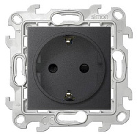 Дизайнерская розетка с заземлением и шторками, графит, 2450432-038 Simon, серия 24 Harmonie