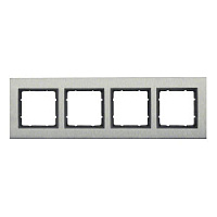 Дизайнерская рамка 4 местная, нержавеющая сталь/антрацитовый, матовый, 10143606 Berker, серия B.7