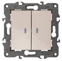 Дизайнерский выключатель с подсветкой, слоновая кость, Б0034238 Эра, двухклавишный, серия Elegance