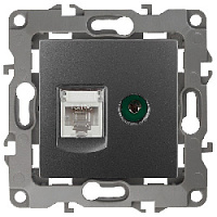 Дизайнерская розетка RJ-45 + TV, графит, Б0027447 Эра, серия 12