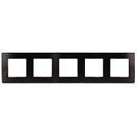 Дизайнерская рамка 5 местная, Сатин, черный, Б0052544 Эра, серия 12