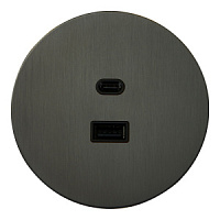 Розетка USB (тип A+тип C), круглая, EU020112, антрацит, Salvador