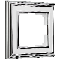 Дизайнерская рамка 1 местная, хром / белый, алюминий, акрил, W0011331 Werkel