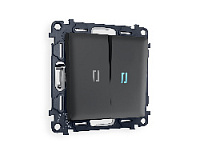 Комплект механизма 2-кл выключателя с подсветкой 10000K голубой свет, графит мягкое касание, MA904020 Ambrella Volt, двухклавишный