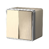 Дизайнерский выключатель влагозащищенный, шампань рифленый, W5020210 Werkel, двухклавишный, серия Gallant