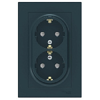 Дизайнерская двойная розетка с заземлением и шторками, изумруд, ATN000826 Schneider Electric, серия Atlas Design
