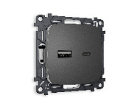Комплект механизма розетки 2USB A+C 20W (быстрая зарядка) , антрацит серый, MO661010 Ambrella Volt