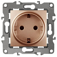 Дизайнерская розетка с заземлением, медь, Б0019321 Эра, серия 12