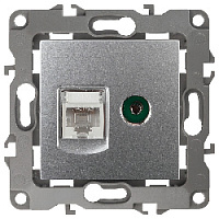 Дизайнерская розетка RJ-45 + TV, алюминий, Б0027443 Эра, серия 12