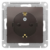 Дизайнерская розетка с заземлением и шторками, мокко, ATN000645 Schneider Electric, серия Atlas Design