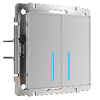 Умный сенсорный выключатель, серебряный, W4520606 Werkel, двухклавишный