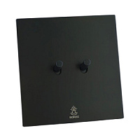 Дизайнерский выключатель Aura Черный уголь, BAB2KTC Bonze двухклавишный проходной