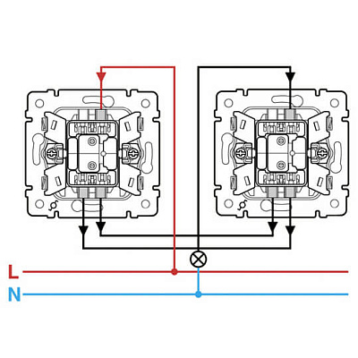 Схема подключения проходного выключателя