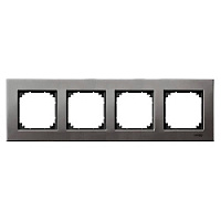 Дизайнерская рамка 4 местная, серый родий, металл, MTN403414 Schneider Electric, серия Merten System M-Elegance