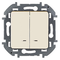 Дизайнерский выключатель с подсветкой, слоновая кость, 673631 Legrand, двухклавишный, серия Inspiria