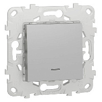 Дизайнерский выключатель с подсветкой, алюминий, NU520130N Schneider Electric, одноклавишный, серия Unica New