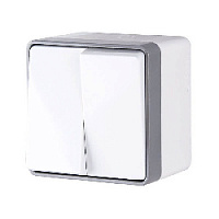 Дизайнерский выключатель влагозащищенный, белый, W5020201 Werkel, двухклавишный, серия Gallant