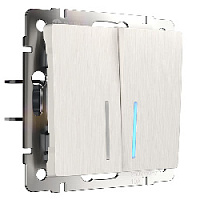 Дизайнерский выключатель с подсветкой, перламутровый рифленый, W1120113 Werkel, двухклавишный