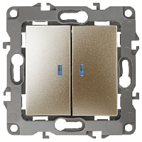 Дизайнерский выключатель с подсветкой, шампань, Б0014660 Эра, двухклавишный, серия 12