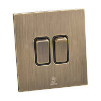 Дизайнерский выключатель Aura Бронза браш, BABR2KB Bonze двухклавишный проходной