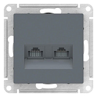 Дизайнерская розетка компьютерная RJ-45 кат. 5e, двойная, грифель, ATN000785 Schneider Electric, серия Atlas Design