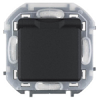 Дизайнерская розетка IP44 с заземлением, шторками и с крышкой, антрацит, 673743 Legrand, серия Inspiria