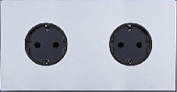 Дизайнерская двухпостовая розетка с заземлением, светлый глянец, SJAN77DC11 Salvador