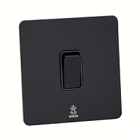 Дизайнерский выключатель Vega Черный песок, BVB1KXB Bonze одноклавишный перекрестный