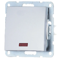 Дизайнерский выключатель с индикатором, серебристый металлик, 860403-1 LK Studio, одноклавишный проходной, серия LK60