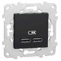 Дизайнерская розетка USB двойная, антрацит, NU541854 Schneider Electric, серия Unica New