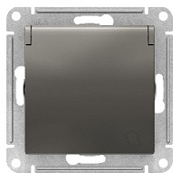 Дизайнерская розетка с заземлением, шторками и с крышкой, сталь, ATN000946 Schneider Electric, серия Atlas Design