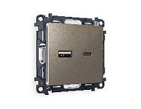 Комплект механизма розетки 2USB A+C 20W (быстрая зарядка) , темная бронза матовый, MA641010 Ambrella Volt