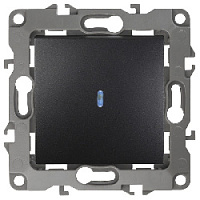 Дизайнерский выключатель с подсветкой, антрацит, Б0014637 Эра, одноклавишный, серия 12