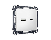 Комплект механизма розетки 2USB A+C 20W (быстрая зарядка) , белый матовый, MA131010 Ambrella Volt