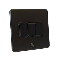Дизайнерский выключатель Mira Черный уголь, BMB3KB Bonze трехклавишный проходной