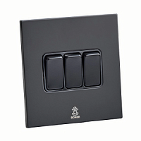 Дизайнерский выключатель Aura Черный уголь, BAB3KB Bonze трехклавишный проходной
