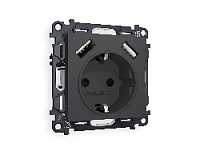 Комплект механизма электрической розетки 2USB A+A 18W (быстрая зарядка) с/з, графит мягкое касание, MA909010 Ambrella Volt