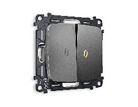 Комплект механизма 2-кл проходного выключателя с подсветкой 3200K мягкий теплый свет, антрацит серый, MO654030 Ambrella Volt, двухклавишный