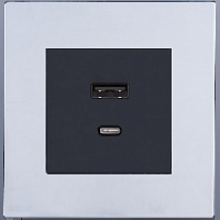 Дизайнерская розетка USB Type-C, светлый глянец, SJAN77DC12 Salvador