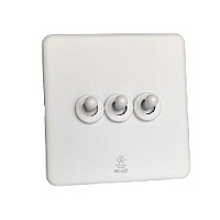 Дизайнерский выключатель Mira Белый лед, BMW3KTA Bonze трехклавишный